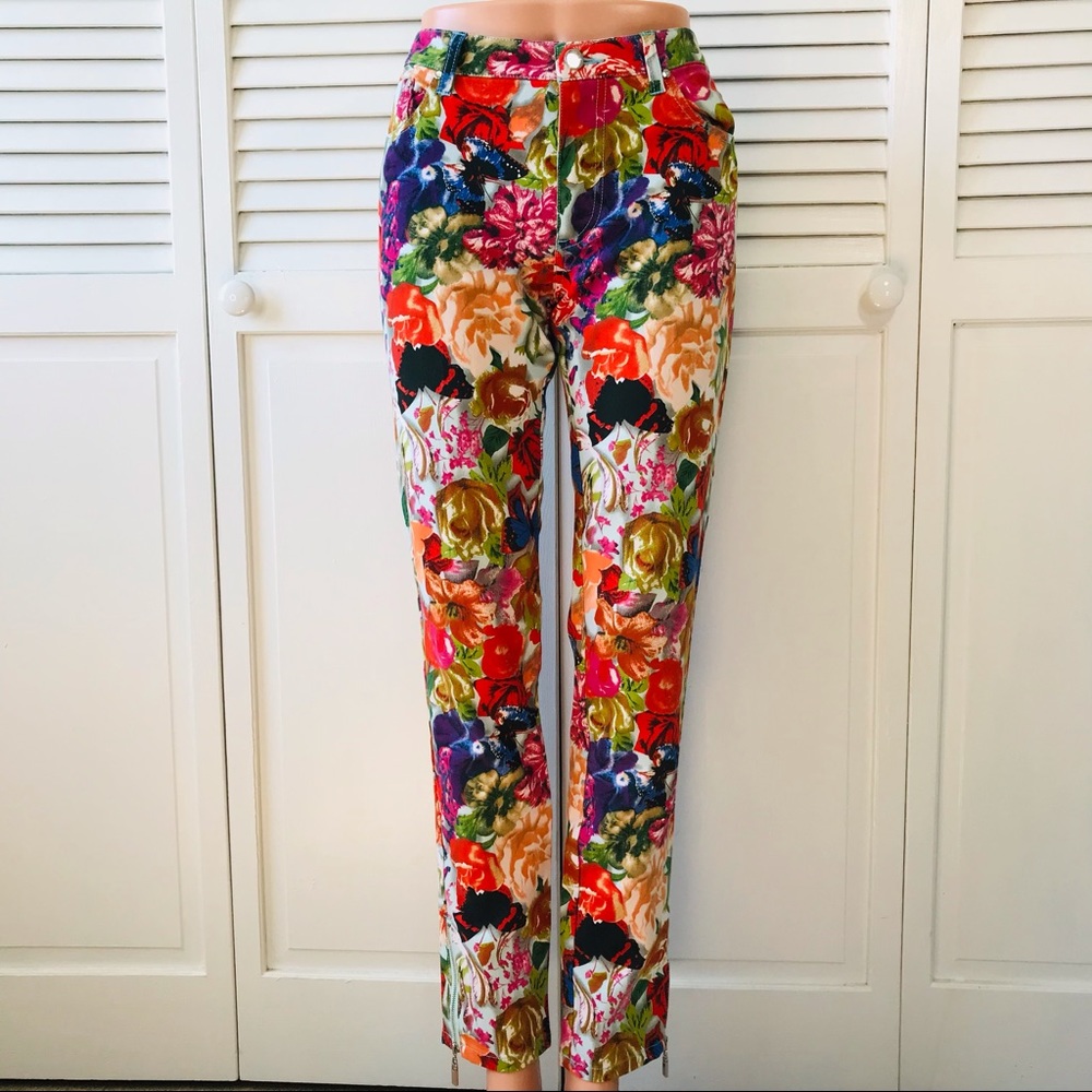 ALBERTO MAKALI Multicolor Floral Pants Size 8